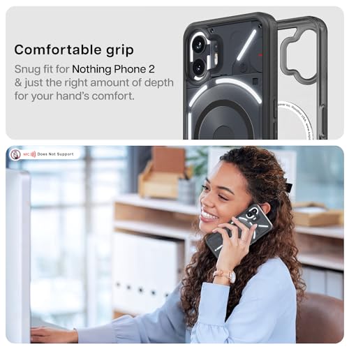 KAPAVER Mag-X Back Cover Case Compatible with Nothing Phone 2 (TPU+PC) (Smoke Black)