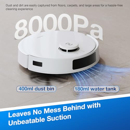 ECOVACS 【Upgrade N10+】8000 Pa DEEBOT N20 Pro Plus Robot Vacuum Cleaner for Deep Cleaning and Mopping, Baglass Auto-Empty Station, Anti-Tangle Technology, TrueMapping Intelligent Path Planning, APP