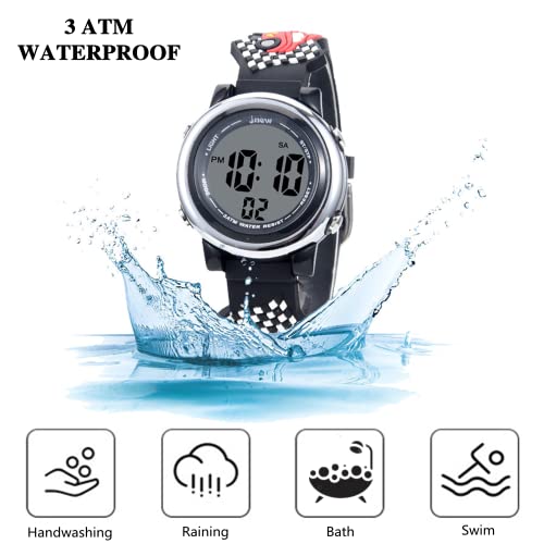 EVCRIERH Kids Digital Watches Toddler 3D Cartoon Wrist Watch 7 Color Luminous Waterproof Sport Watch Electrical Watches with Alarm Stopwatch for 3-10 Year Boys Girls (Black)