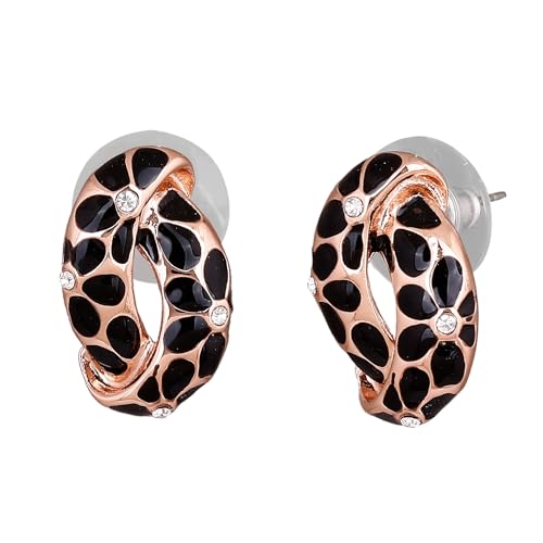 Estele 24 Kt Gold Plated Earrings With Green Coloured Flower Print For Women