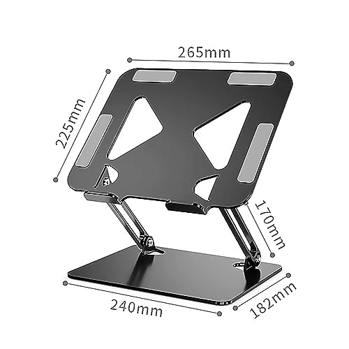 Gulf Tech® Laptop Stand (Z Stand, Black) With Cleaning Cloth - Ergonomic Portable Computer Stand - Adjustable Laptop Stand With Anti Slip Pads and Air Ventilation - Foldable Laptop Holder