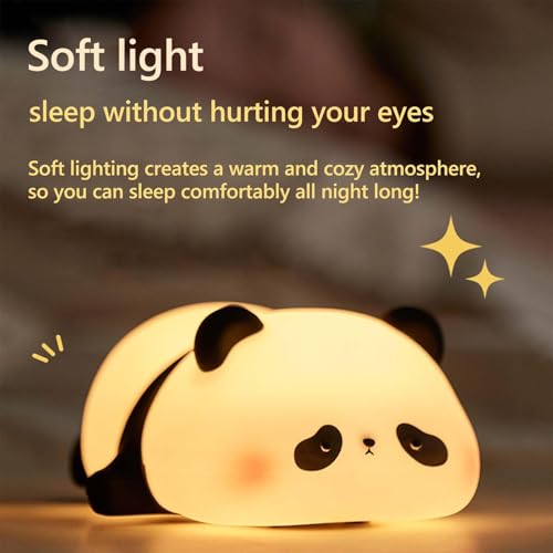 Khazna Cute Panda Night Light, LED Squishy Novelty Animal Night Lamp, Nursery Nightlight for Breastfeeding Toddler Baby Kids Decor, Cool Gifts for Kids