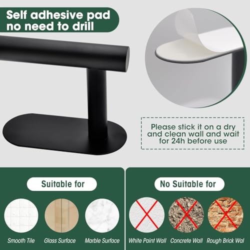 ZERIFAM Bathroom Towel Holder - 4-Pieces Towel Rack Bathroomï¼ŒBathroom Hardware Set No Need To Drill Holes,Includes Toilet Paper Holder, Clothes Hook, And Two Towel Racks (BLACK)
