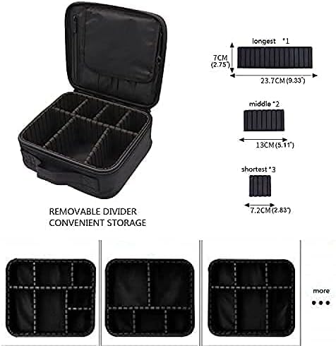 ORiTi Makeup Case Travel Makeup Bag Portable Train Cosmetic Case Organizer with Adjustable Dividers for Cosmetics Makeup Brushes Toiletry Jewelry Digital Accessories Holder Storage Box Black