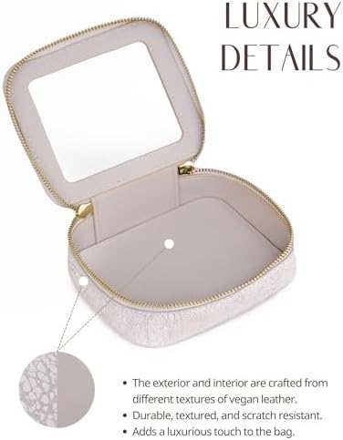 Small Cosmetic Bag for Purse Mini Makeup Bag for School Cute Clear Make Up Pouch for Travel Tiny Leather White Make Up Organizer Case for Backpack Toiletry Bag Waterproof Square Pouch with Zipper