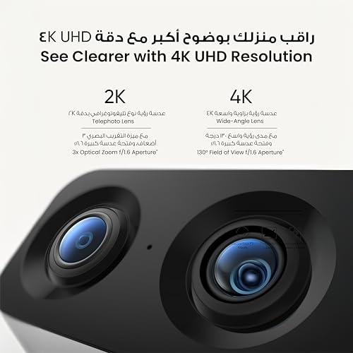 eufy Security Indoor Cam S350, Dual Cameras, 4K UHD Resolution Security Camera with 8× Zoom and 360° PTZ, Human/Pet AI, Ideal for Baby Monitor/Pet Camera/Home Security, Dual-Band Wi-Fi 6, Plug in
