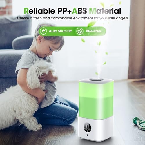 Baeskii 2.5L Humidifiers for Bedroom with Night Light, Cool Mist Humidifier for Home, Office & Plant, Auto-Off, Up to 38H for 20 ?, Quiet Operation with 360° Rotation Nozzle