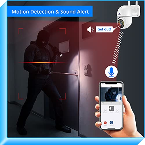 Hiseeu 2Pack 2K Wireless Security Camera Outdoor Pan Tilt Digital Zoom Camera with Floodlight,Motion Tracking,3MP with 2.4G WiFi connectivity,Light Alarm,Color Night Vision, works with Wireless System
