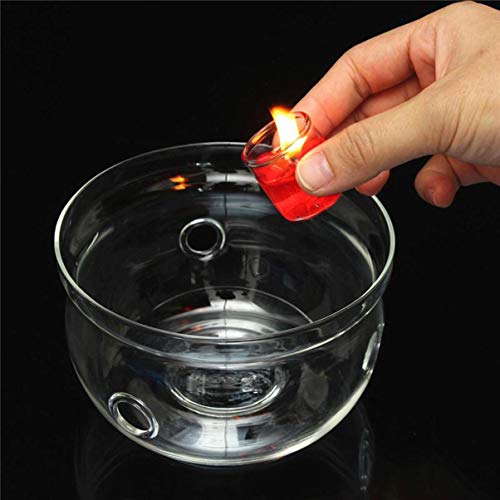 WellingtonAE Heat-Resisting Teapot Warmer Base Clear Borosilicate Glass Round Shape Insulation Tealight Portable Teapot Holder