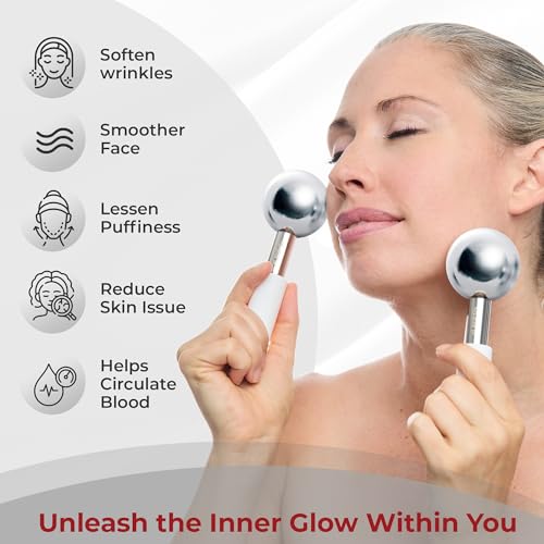Shrink Ice Globes For Face, Metal Ice Rollers, Elevate Your Skin Care with Stainless Steel Cooling Massager for Face, Neck & Eyes, Fight Dark Circles, Wrinkles, Puffiness, Facial Skin Care Tool