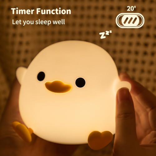 Bestfaith Cute Dodo Duck Night Light, LED Squishy Night Lamp, 2 Gears Dimmable Nursery Nightlight for Kids, Rechargeable Touch Lamp, Dorm Decor, Kids Funny Gifts (Dodo Duck)