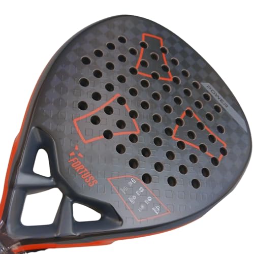 FORTUSS Padel Tennis Racket - Full Carbon Fiber - 3D Mat Rhomboid Surface with Light EVA Memory Flex Foam Core - Padel Racquet - Diamond Shape Paddle Racket with Bag Included (Red/Black)