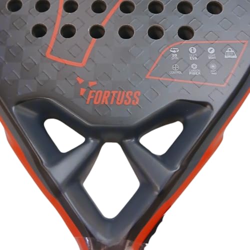 FORTUSS Padel Tennis Racket - Full Carbon Fiber - 3D Mat Rhomboid Surface with Light EVA Memory Flex Foam Core - Padel Racquet - Diamond Shape Paddle Racket with Bag Included (Red/Black)