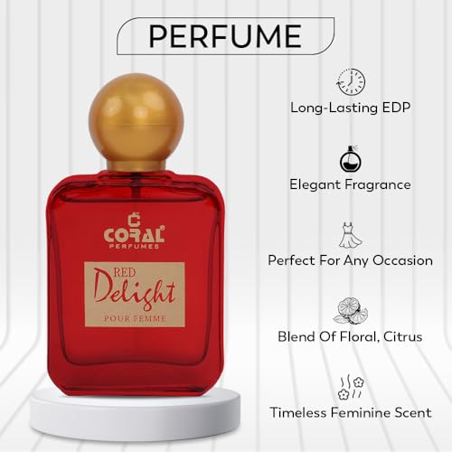 Coral Red Delight Pour Femme Gift Set For Women | Eau de Parfum, Body Lotion & Shower Gel (50ml Each) | Elegant Women's Fragrance Set | For All Occasions