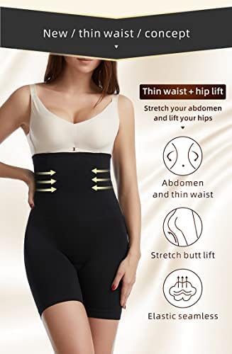 Miurixo High Waist Shapewear Shorts, Postpartum Underwear Boyshorts, Waist Trainer Corset Butt Lift, Body Shaping Boxers, Postpartum High Waisted Underwear for Women (A,M/L) in Black