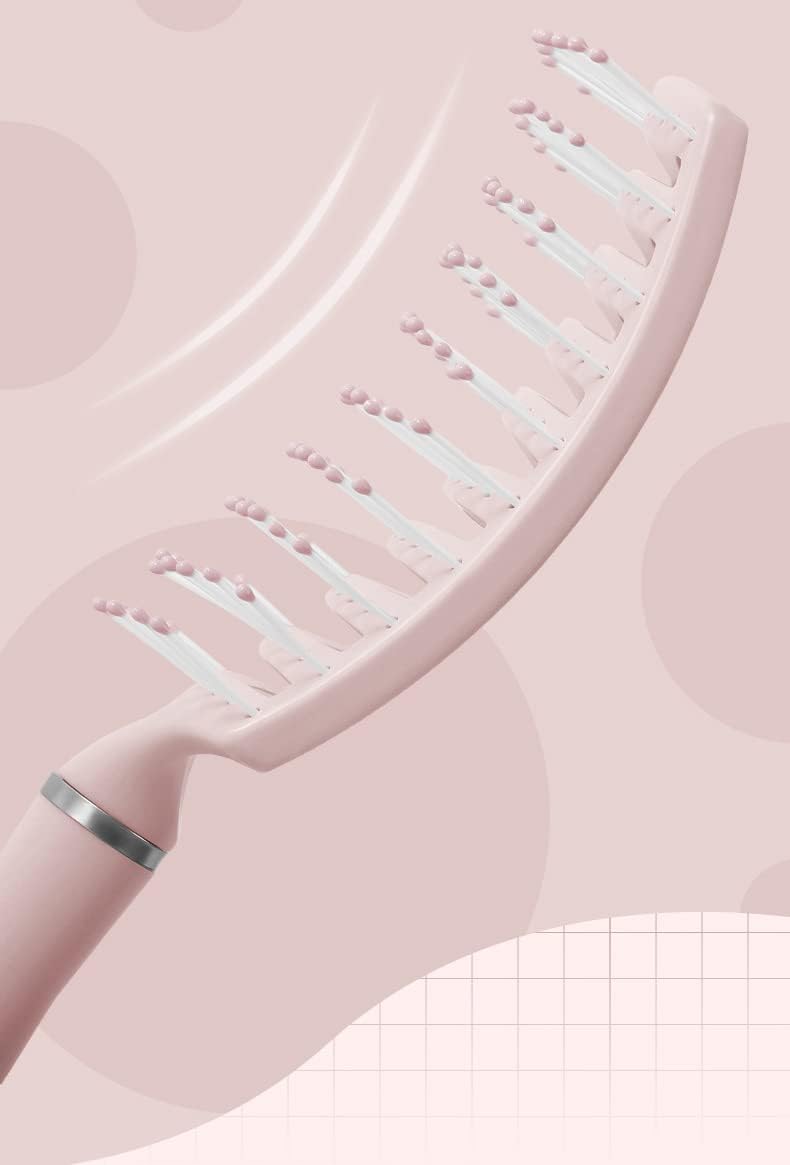 BEWAVE Hair Brush, Curved Vented Brush for Blow Drying, Detangling Brush for Women, Men Wet Dry Curly Thick Straight Hair, Pink