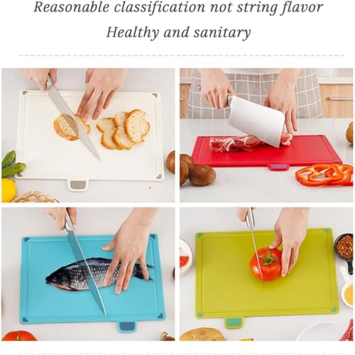 Bolivia's Kitchen Chopping Board, 4 Pcs Plastic Cutting Boards for Kitchen, Dishwasher Safe Cutting Board Set with Holder, Cutting Boards for Kitchen Different Food Types, Color Coded