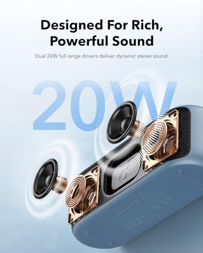 soundcore Motion 100 Bluetooth Speaker, Portable Speaker with Wireless Hi-Res, 2 Full Range Drivers for Stereo Sound, Customizable EQ, Punchy Bass, IPX7, Ultra-Portable Design for Outdoor Use
