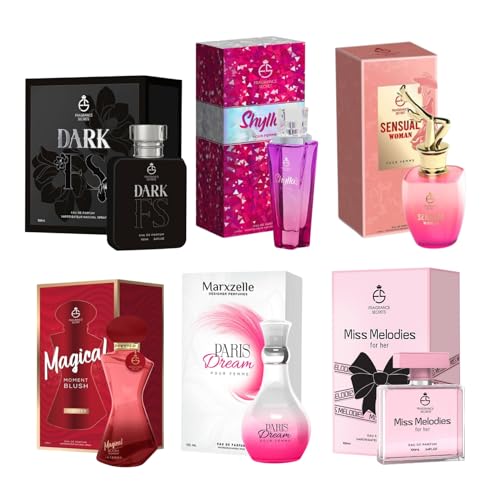 Fragrance Secrets 6 Pcs Women's Perfume Set - Magical Moment Blush Intense | Shylla's | Dark FS | Sensual Paris Dream | Miss Melodies Best Perfume Bundle