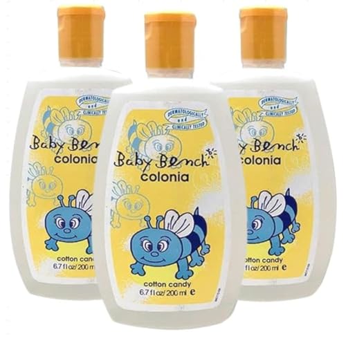 Baby Bench Colonia COTTON CANDY COLOGNE | Perfume for Babies, Gentle & Safe, Mild Fragrance | Long-lasting Moisture & Delicate Fragrance | Safe for Mother's Hands & Baby's Skin 200 ml - (Pack of 3).