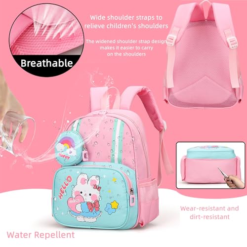 AoMige Toddler Backpack Kids Cute Cartoon Schoolbag Lightweight Bookbags Daypack School Backpack with Adujustable Strap Small Preschool Daycare Bag with Coin Pocket for Girls Boys (Pink-02)