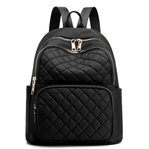Backpack for Women, Nylon Travel Backpack Purse Black Small School Bag for Girls