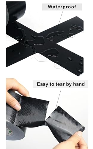 HULPPRE Black Heavy Duty Duct Tape, 2 in x 22 Yards, Strong Adhesive and Water-resistant, Tear by Hand,No residue,Bulk Value for Repairs,Industrial Tape for Indoor and Outdoor (Black duct tape)