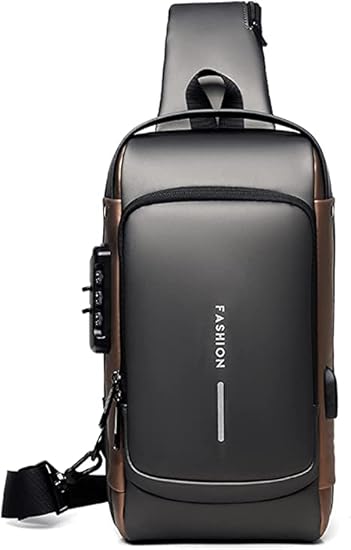 Furixin Anti-theft Sling Bag Business Men Bag Chest Crossbody bags with USB Charging Port Waterproof Small Backpack for Outdoor Work Hiking Running Sport Travel Bag Black (C)