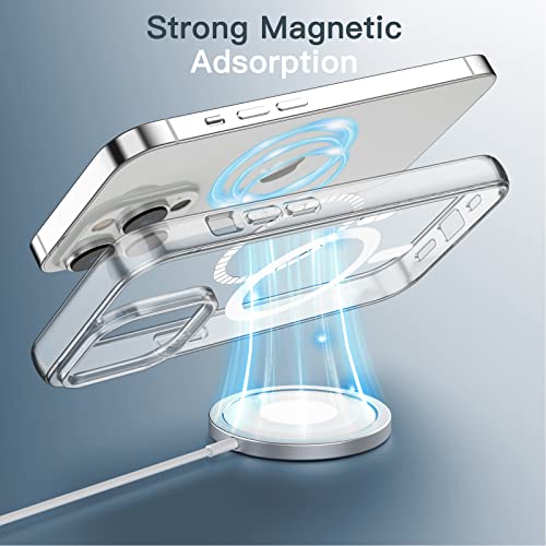 JETech Magnetic Case for iPhone 14 Pro Max 6.7-Inch Compatible with MagSafe Wireless Charging, Shockproof Phone Bumper Cover, Anti-Scratch Clear Back (Clear)