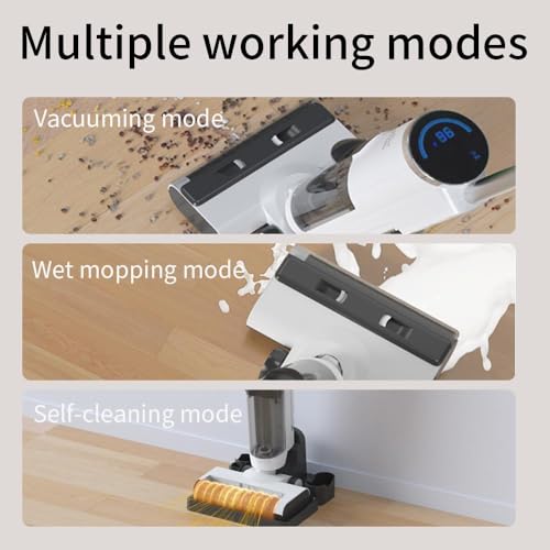 Smart Wet Dry Vacuum Cleaner, Cordless Floor Mop with Self-Cleaning, Dual-Sided Edge Cleaning, Long Runtime