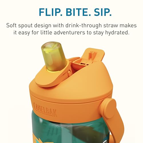 CamelBak Thrive Flip Straw Kids 14oz Water Bottle with Tritan Renew – Easy Carry - Straw Top, Jungle Animals