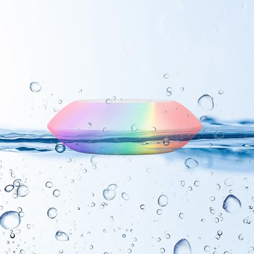Vessena Bluetooth Speakers with Colorful Lights - Portable Pool Speaker IPX7 Waterproof Floating with 8 Modes - Built-in Mic HD Stereo Sound Hands-Free Wireless Hot Tub Speaker for Shower Outdoor