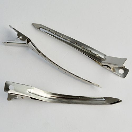 Bantoye 24 Packs Duck Bill Clips, Bantoye 3.5 Inches Rustproof Metal Alligator Curl Clips with Holes for Hair Styling, Hair Coloring, Silver
