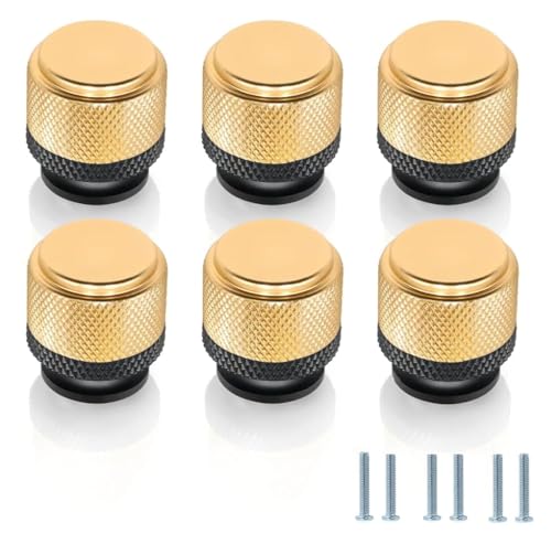 NALACAL 12 Pack Knurled Cabinet Knobs, Kitchen Cabinet Knobs, Modern Decorative Drawer Knobs, Modern Dresser Knobs Knurled Cabinet Hardware - 1 Inchfor Kitchen Bedroom Cupboard, Black & Gold