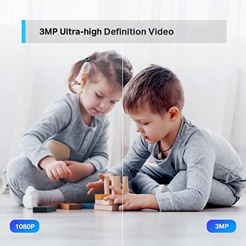 TP-Link 3MP Indoor Wi-Fi Camera (2K), Surveillance Camera, Night Vision, Real Time Notifications, Cloud Storage and MicroSD up to 256GB, Works with Alexa and Google Assistant (Tapo C210), bianco