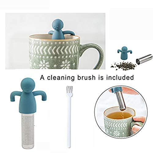 KASTWAVE Tea Infuser Filter, Loose Tea Cute Stainless Steel Ultra Fine Mesh Tea Supplies Steeper Diffuser Herbal Tea and Spices 1 Pac, Get the More Enjoyable Tea Times with Friends and Family (Blue)