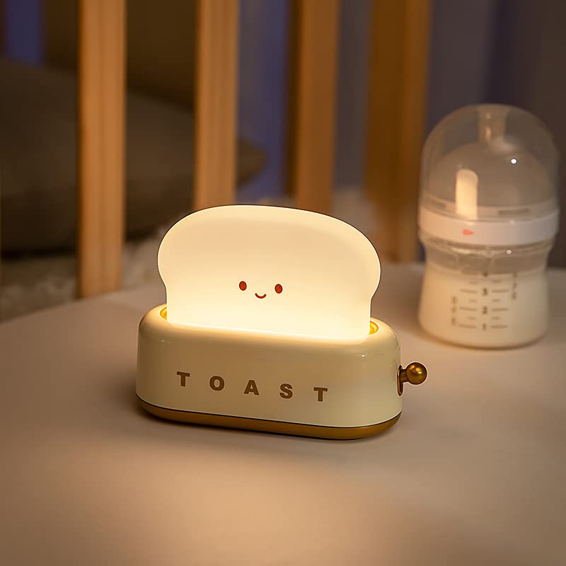 Night Lamp Kids Portable Cute Desk Decor Toaster Lamp, Toast Bread Night Light, Rechargeable, Great Gift Idea for Kids, Girls, Teens, and Teenagers (Paige)