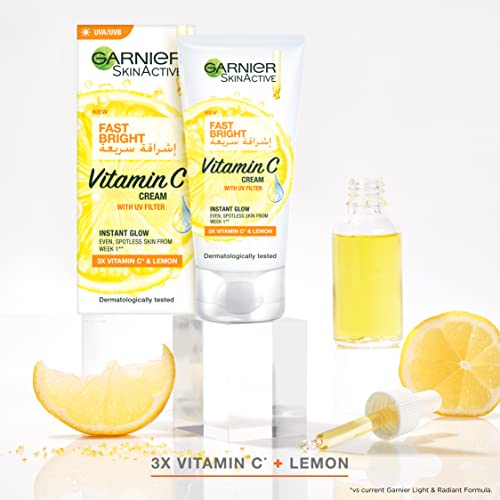 Garnier Day Cream, Fast Fairnerss, With UVA and UVB Filters, Enriched with 3X Vitamin C And Lemon, Skinactive Fast Fairness, 50ml