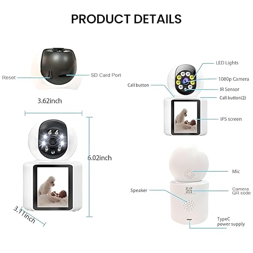 Indoor Security Camera for Home - Video Calling Smart 360 Camera Baby Monitor CCTV Camera for home wireless with audio - Wifi Camera - Spy Camera - Hidden Camera for Home Camera - Baby Camera