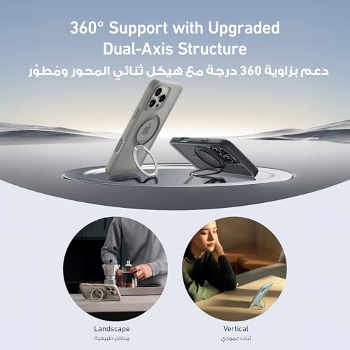 Anker FlexStand Magnetic Phone Case Cover, Anti-Slip and Drop-Proof Protective Cover with Ring Stand, iPhone Mobile Case Compatible with MagSafe, Exclusively Designed for iPhone 15 Pro Max 6.7-Inch