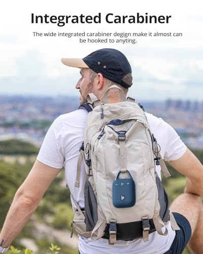 Tronsmart Mirtune H1 Portable Outdoor Speaker, 18H Playtime, Loud Sound and Punchy Bass, Integrated Carabiner, IPX7 Waterproof, Customize EQ, Bluetooth 5.3 Speaker for Travel, Hiking, Camping(Blue)