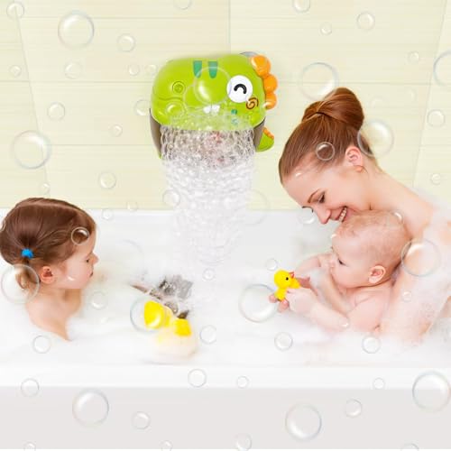 NALACAL Bath Bubble Machine - Baby Dinosaurs Bath Toys Automatic Bubble Maker with Music Bath Toys for the Bathtub Babies Toddler Boys Girls, Bubble Maker for Bath, Gift for Toddler Boys Girls (250mL)