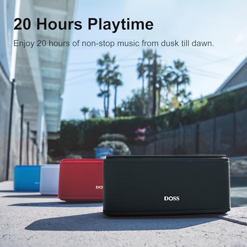 Doss Touch Wireless Bluetooth V4.0 Portable Speaker with HD Sound and Bass, 12H Playtime, Built-in Mic for iPhone, Samsung (Black)
