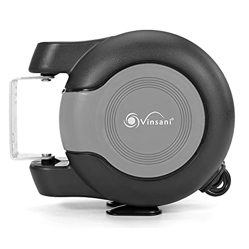 Vinsani 30 metre Retractable Reel Clothes Lines Washing Line with Twin Cable - Wall Mounted Heavy Duty Clothes Dryer 2 x 15m Lines of Drying Space Outdoor, Black