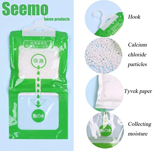 Seemo Moisture Absorber and Odor Eliminator Hanging Bags to Rid Damp in Closet, Safe, Cars, Wardrobes, Basement, Gym Bag| Humidity Bags for Closet and wardrobes - Pack of 10 (120 gms each)