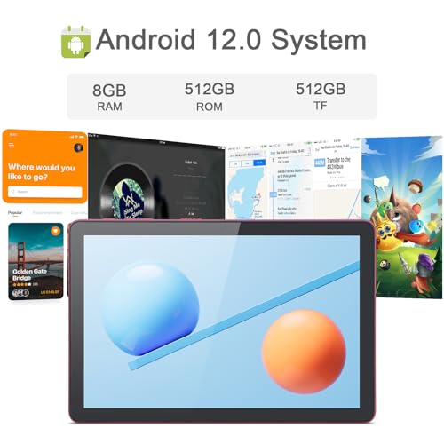 C idea 10.1 inch tablet,Android 13 Tablets,1280x800 IPS HD Touch Screen,8GB,WiFi, Bluetooth,GPS, Dual Camera, Long Lasting Battery Tablet,CM8800 Plus (Red)