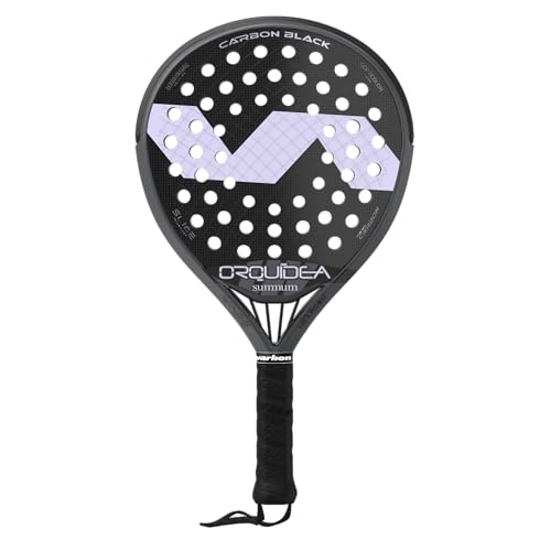 Varlion Padel Racket LW Summum Carbon Black Orquidea, Round Shape for Intermediate Professional Control with Carbon-Fiberglass Face & Medium EVA Core