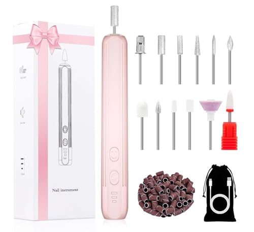 JOSQUEWNN Electric Nail Drill, Professional Manicure Pedicure Kit, Cordless Electric Nail File Set, Rechargeable Pedicure Tools for feet, 3 Speeds Hand Foot Care Nail Drill,100 Sanding Bands