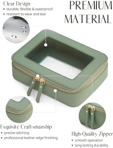Small Cosmetic Bag for Purse Mini Makeup Bag for School Cute Clear Make Up Pouch for Travel Tiny Leather White Make Up Organizer Case for Backpack Toiletry Bag Waterproof Square Pouch with Zipper