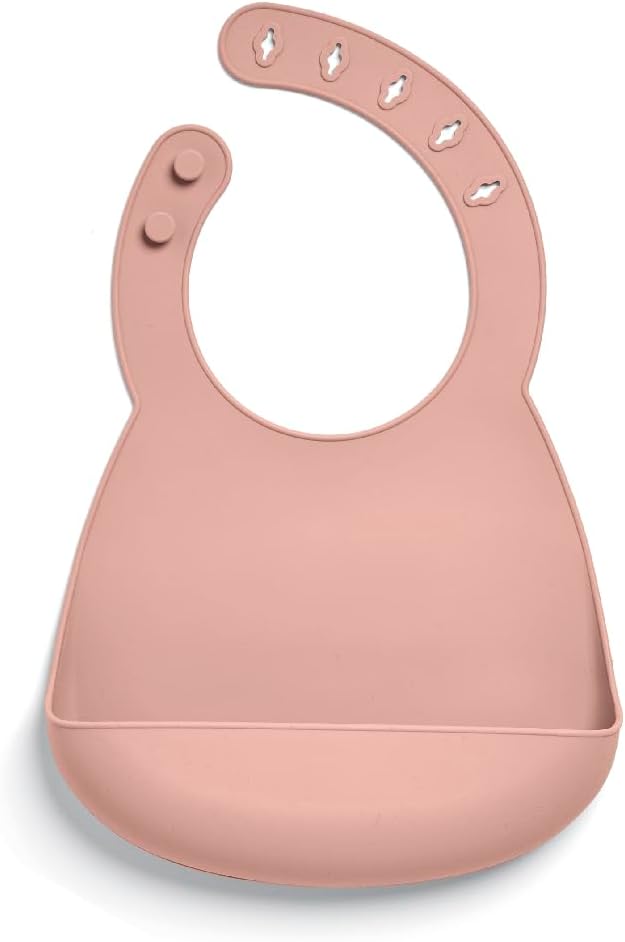 Mamas & Papas 2-Pack Waterproof Silicone Baby Bibs, Adjustable BPA-Free Feeding Bibs with Large Pocket for Food Catching, Ideal for Weaning for 6-18 Months - Neutral Speckle